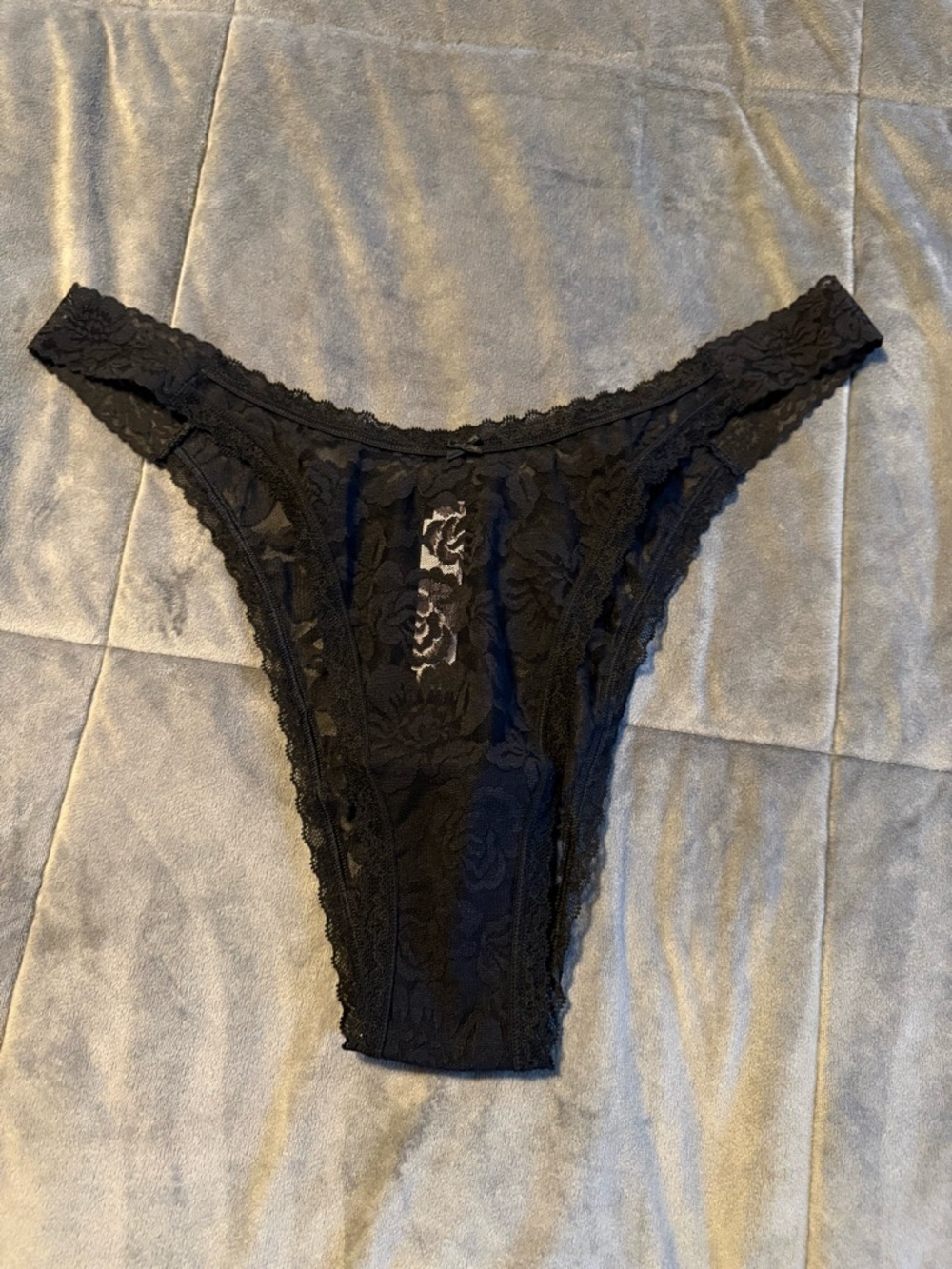 Victoria's Secret Black Floral Lace Brazilian Brief Size XL